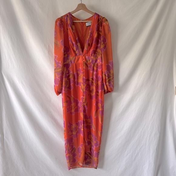 RNWY Runaway the Label Orange Floral Maxi Mindy Rapture Dress - Picture 1 of 13